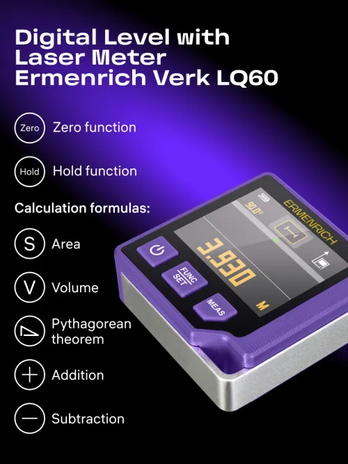 photograph Ermenrich Verk LQ60 3-in-1 Digital Level with Laser Meter,  11