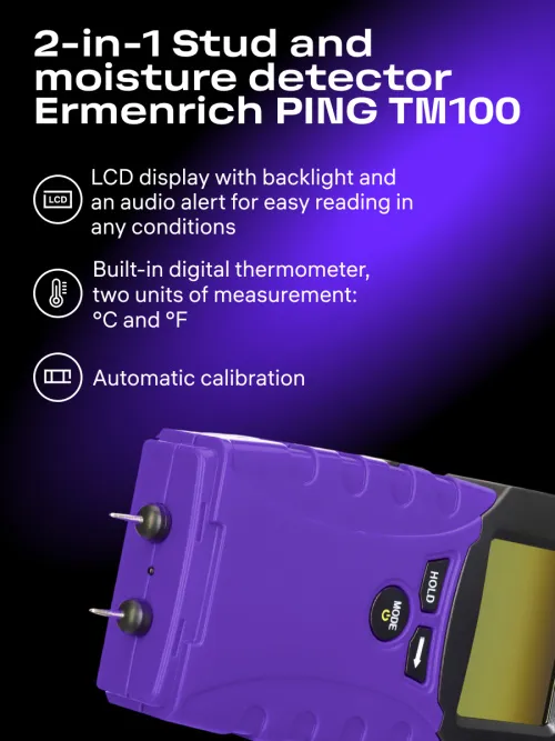 photograph Ermenrich Ping TM100 2-in-1 Stud and Moisture Detector,  9