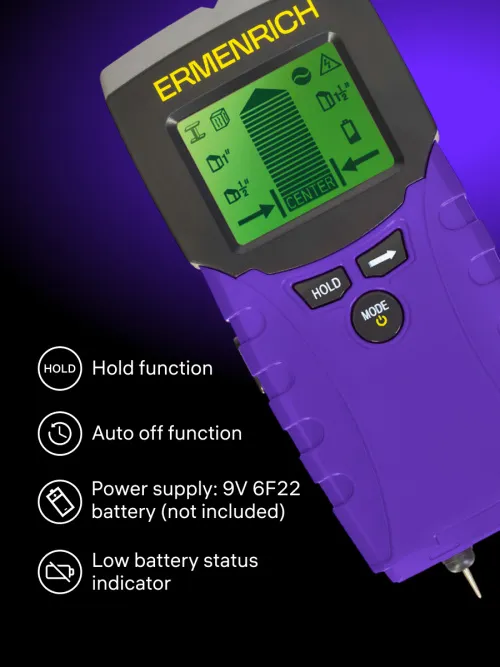 photograph Ermenrich Ping TM100 2-in-1 Stud and Moisture Detector,  10
