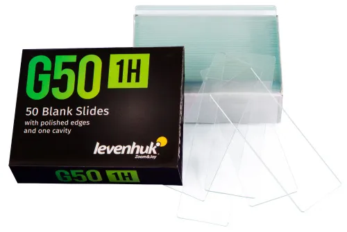 photo Levenhuk G50 1H Single Cavity Blank Slides, 50 pcs,  2