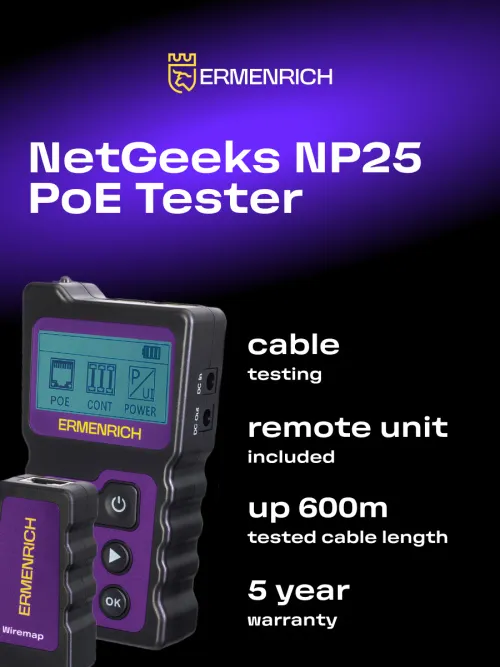 image Ermenrich NetGeeks NP25 PoE Tester,  12