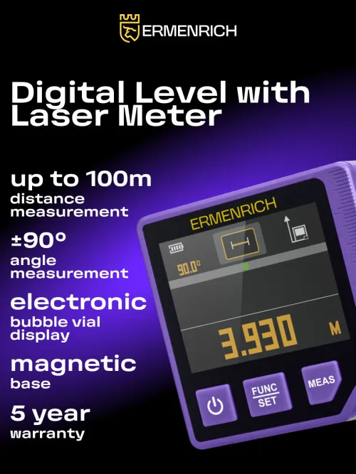 photograph Ermenrich Verk LQ60 3-in-1 Digital Level with Laser Meter,  10